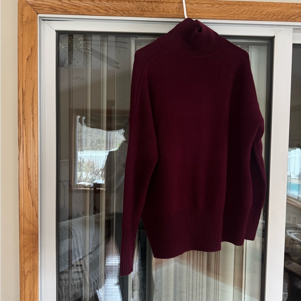 Lisa Yang Heidi Burgundy Cashmere Turtleneck Sweater - Picture 4 of 6
